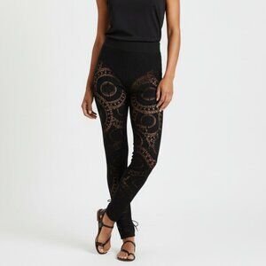 H&M Women's Lace Leggings Tights Skinny Leg Full length Sheer Mesh Black Small
